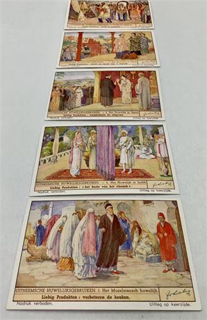 6 pc 1941 Liebig Extract Trade Card Set: Marriage Costumes