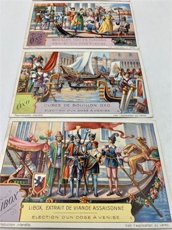 6 pc 1930 Liebig Extract Trade Card Set: Electing a Doge of Venice