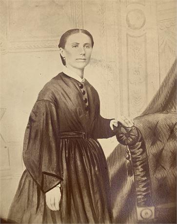 Large 10 1/4” 1860s Civil War Cabinet Card Lady Portrait Photograph, H Biddle