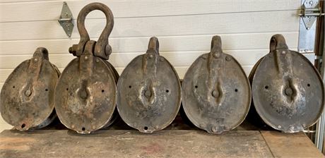 5 Antique Nautical Great Lakes Big Ship Heavy Duty Lifeboat Pulley