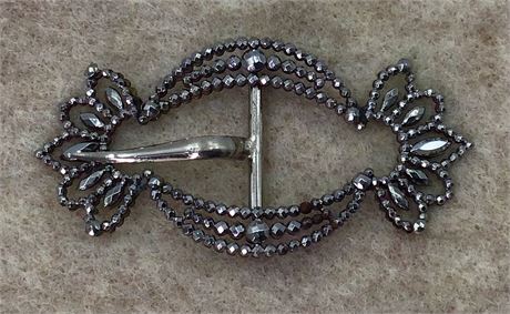 Lovely Antique Victorian Faceted Cut Steel Evening Sash Buckle
