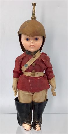 Antique Hard Plastic Sleep Eye Imperial Germany Soldier Boy Doll, Metal Helmet