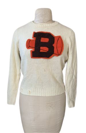 Vintage Mid Century Football Cream Cheerleader Sweater Letter B, Kate Collins