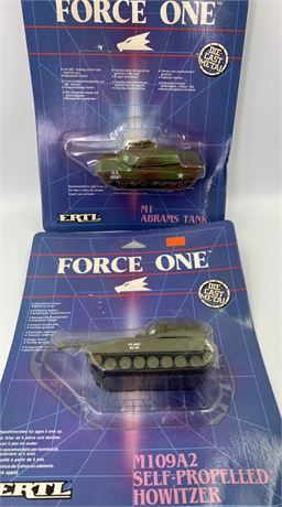 2 NOS ERTL Force One Howitzer & Abrams Die-Cast Tanks