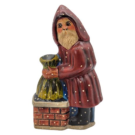 Vaillancourt Folk Art Father Christmas Stuffing Sack Down Chimney #593