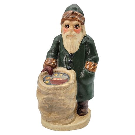 Vaillancourt Folk Art Father Christmas with Noahs Ark in Sack #160
