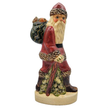 Vaillancourt Folk Art Father Christmas with Walking Stick #162