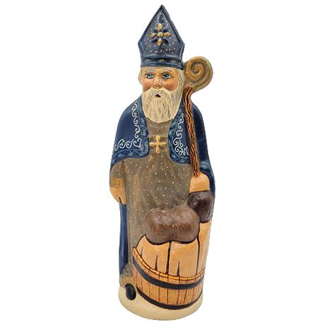 Vaillancourt Folk Art Blue St. Nicholas with 3 Children in Tub #2001-43