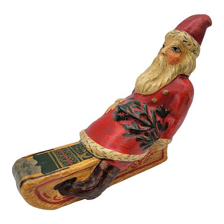 Vaillancourt Folk Art Limited Edition Santa on Snow King Sled #165