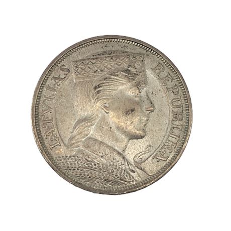 1931 Latvia 5 Lati Silver Coin