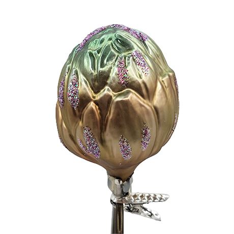 Vintage Artichoke Clip Glass Ornament