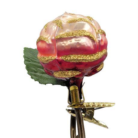 Vintage Flower Clip Glass Ornament