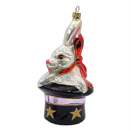 Kurt Adler Polonaise "Magician's Hat w/ Rabbit" Large Glass Ornament