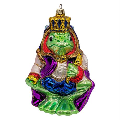 Kurt Adler Polonaise "Frog King" Large Glass Ornament