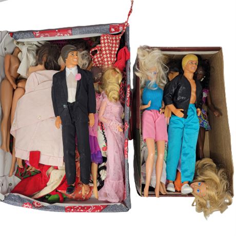 Large Vintage Barbie & Ken Doll Lot