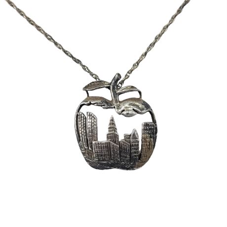 Sterling Silver The Big Apple New York Necklace
