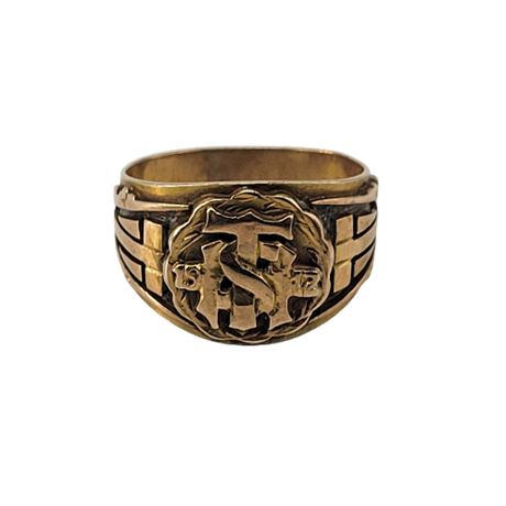 1912 10K Initial Signet Ring