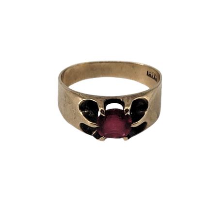 Vintage 10K Gold Ruby Paste Ring